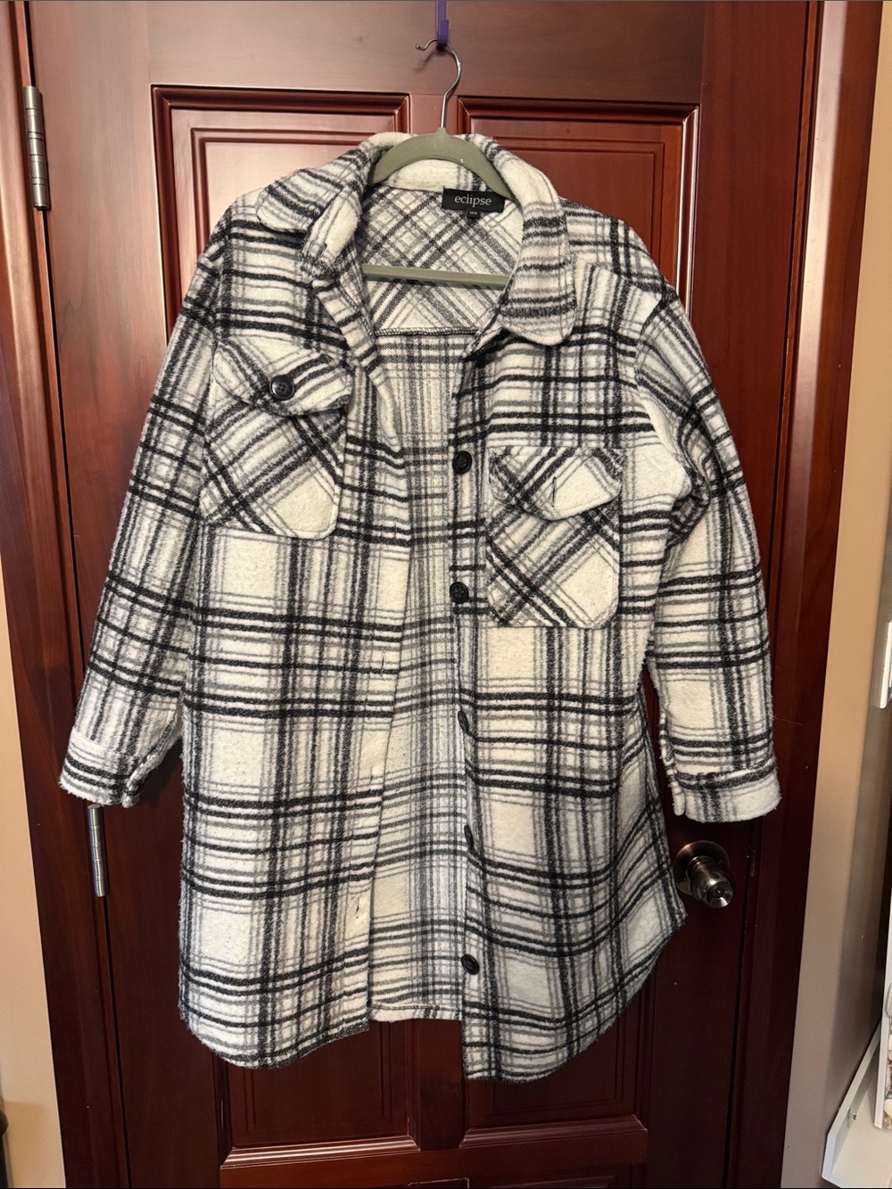 Eclipse Flannel Black & White Plaid Jacket Coat
